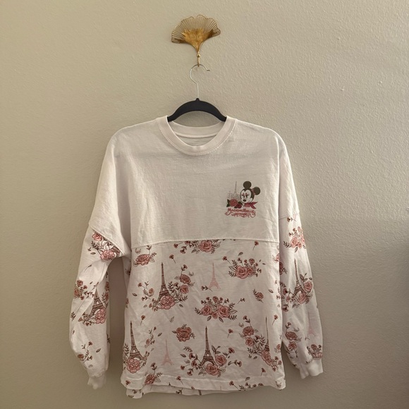 Disney Tops - Disney Floral Mickey Mouse Shirt - White and Pink Epcot Paris